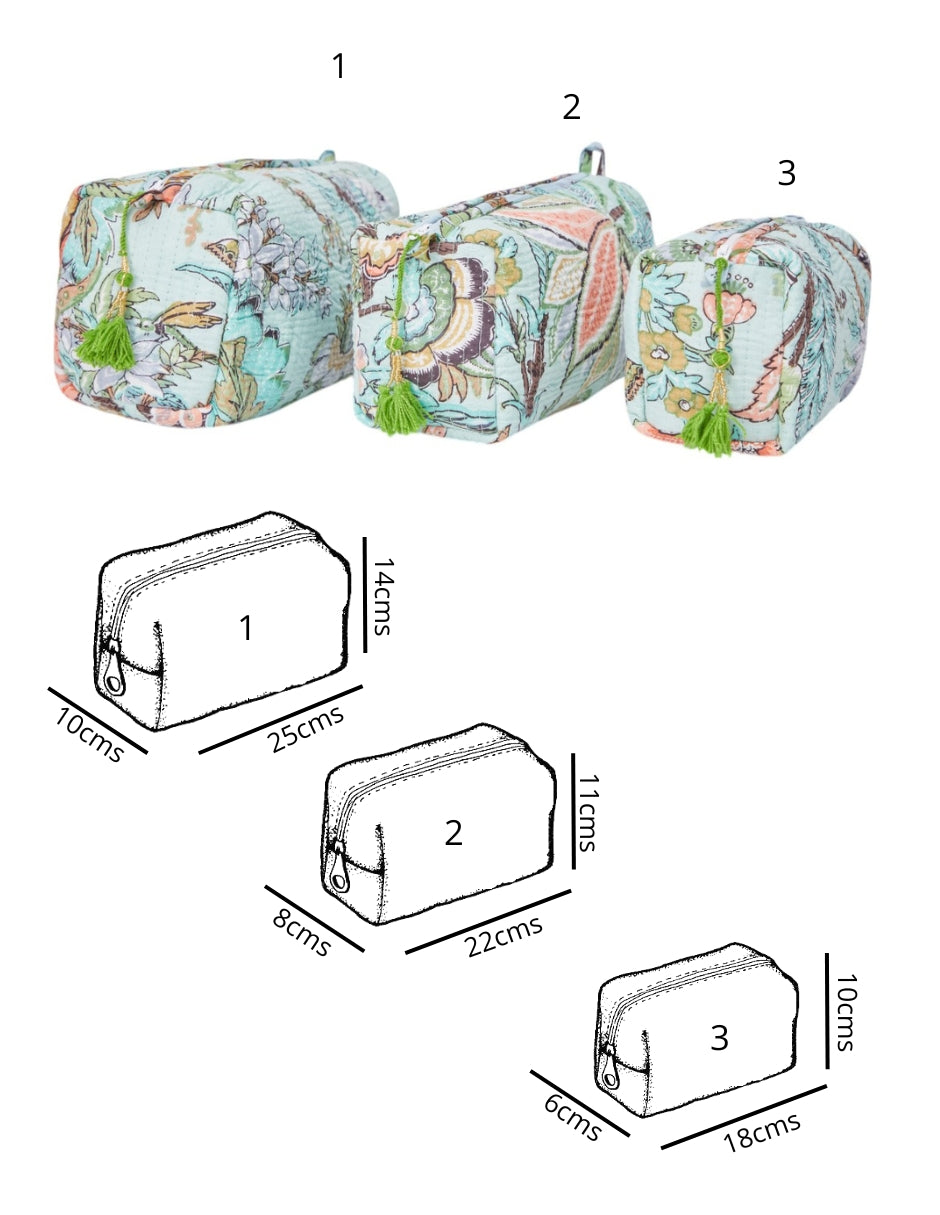 Kit de Neceseres en Algodón Estampado Menta dv2925