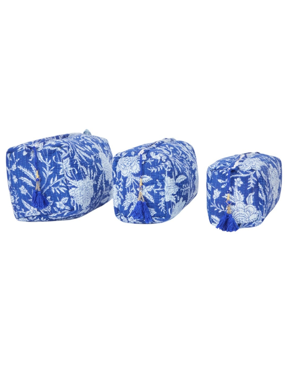 Kit de Neceseres en Algodón Estampado Azul Monocromático dv2925
