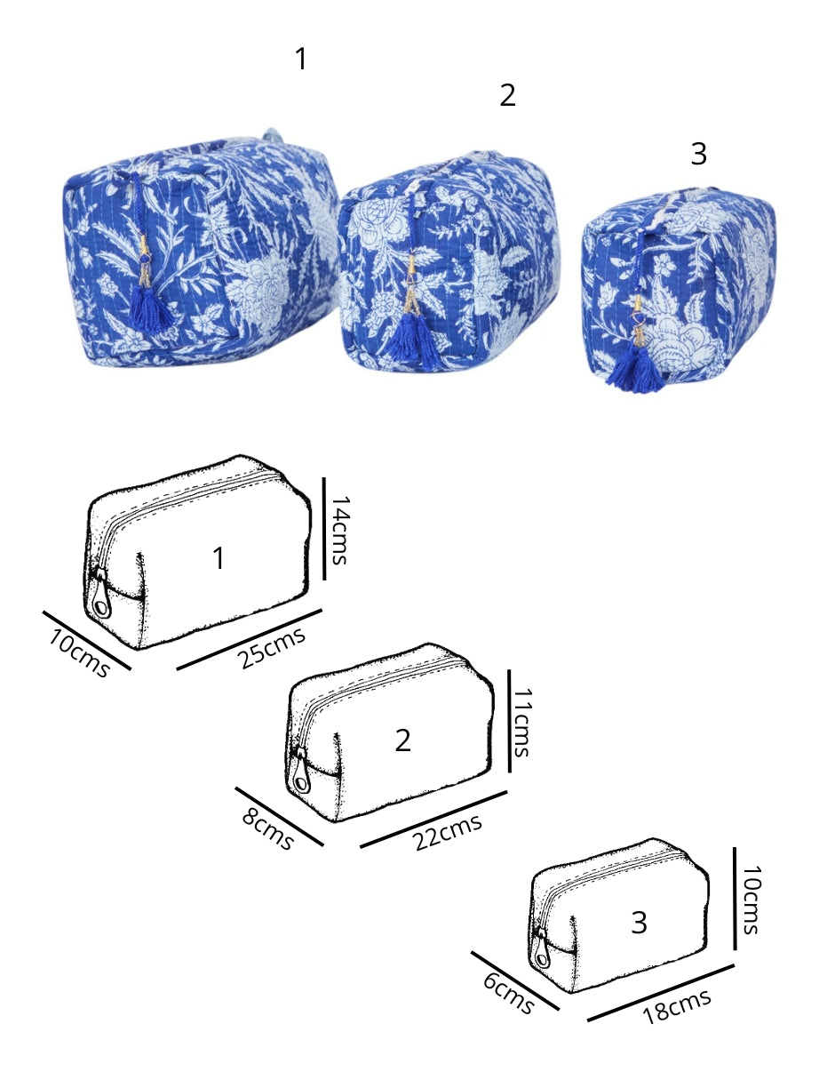 Kit de Neceseres en Algodón Estampado Azul Monocromático dv2925