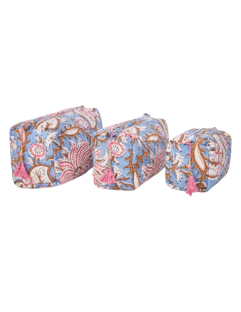 Set de Neceser/ Cosmetiquera en tela 100% algodón estampada multicolor dv2925