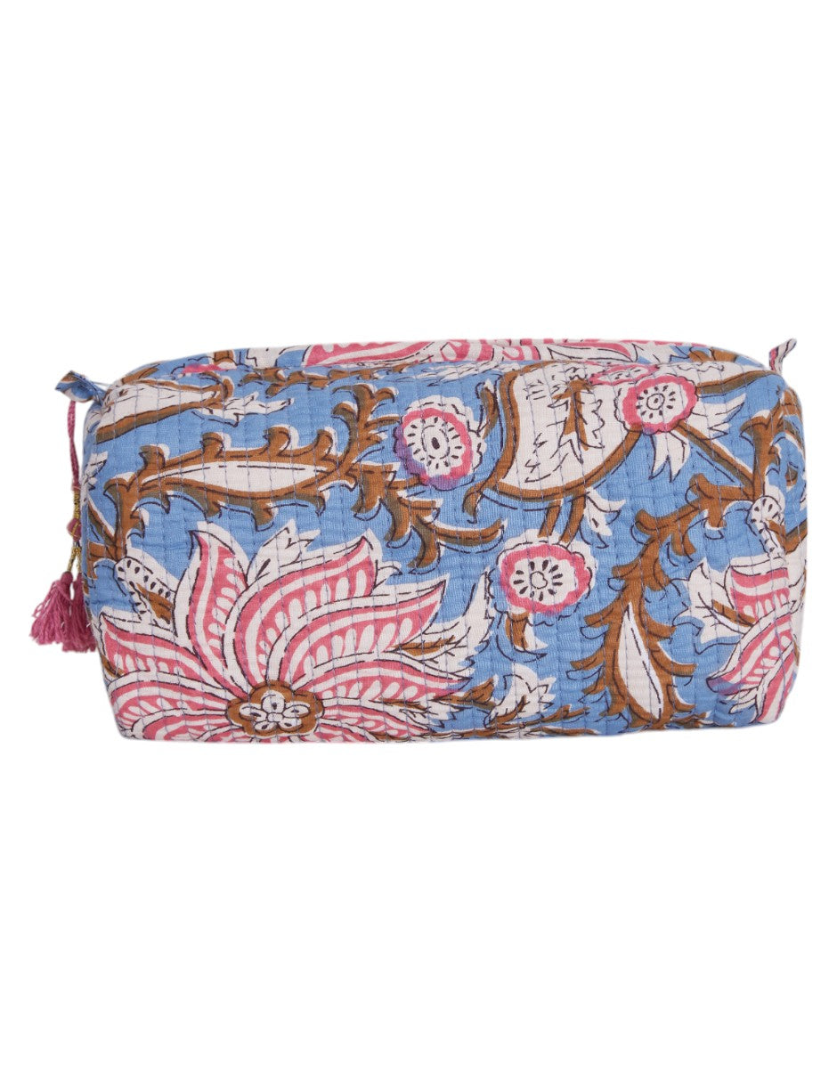 Set de Neceser/ Cosmetiquera en tela 100% algodón estampada multicolor dv2925