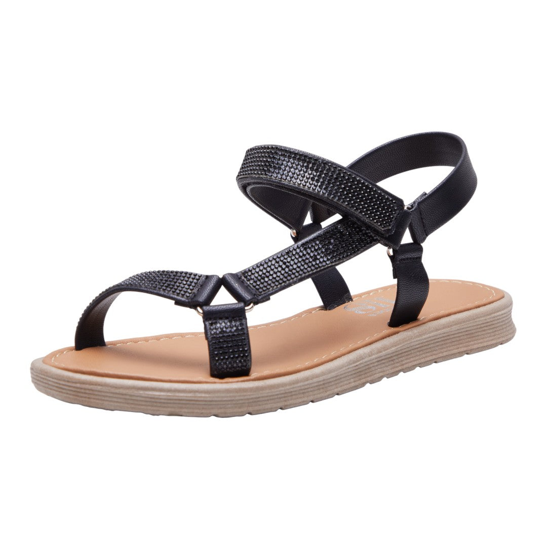Sandalia Mujer Negro Brillos dv2925