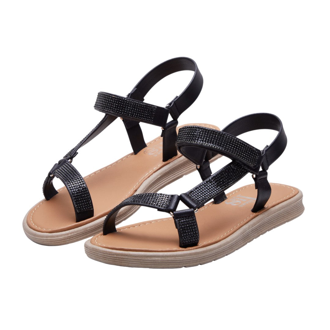 Sandalia Mujer Negro Brillos dv2925