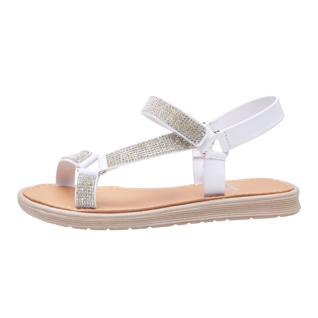Sandalia Mujer Blanco Brillos dv2925