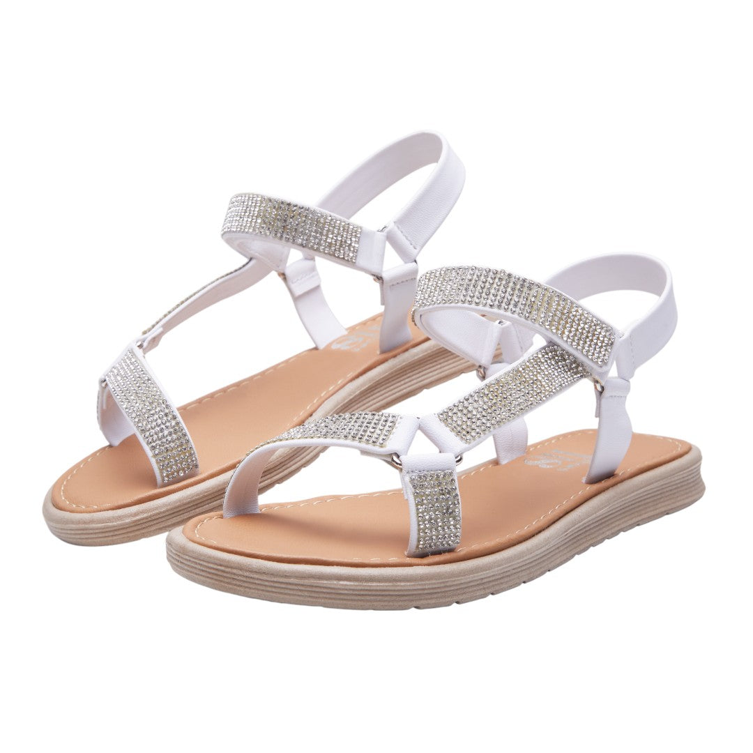 Sandalia Mujer Blanco Brillos dv2925