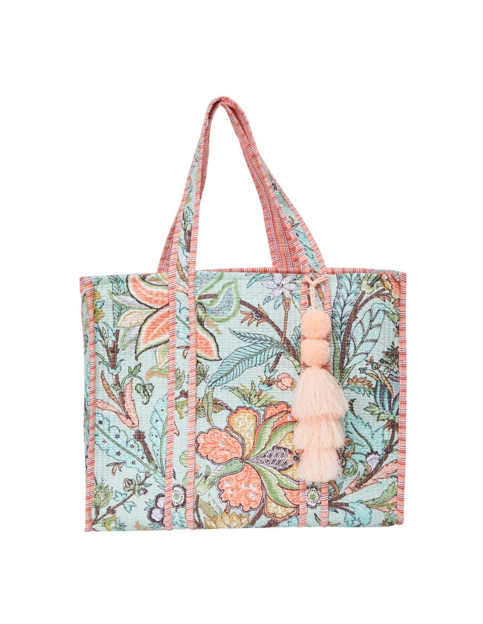 Bolsa Shopper Tela Algodón Estampado Menta dv2925
