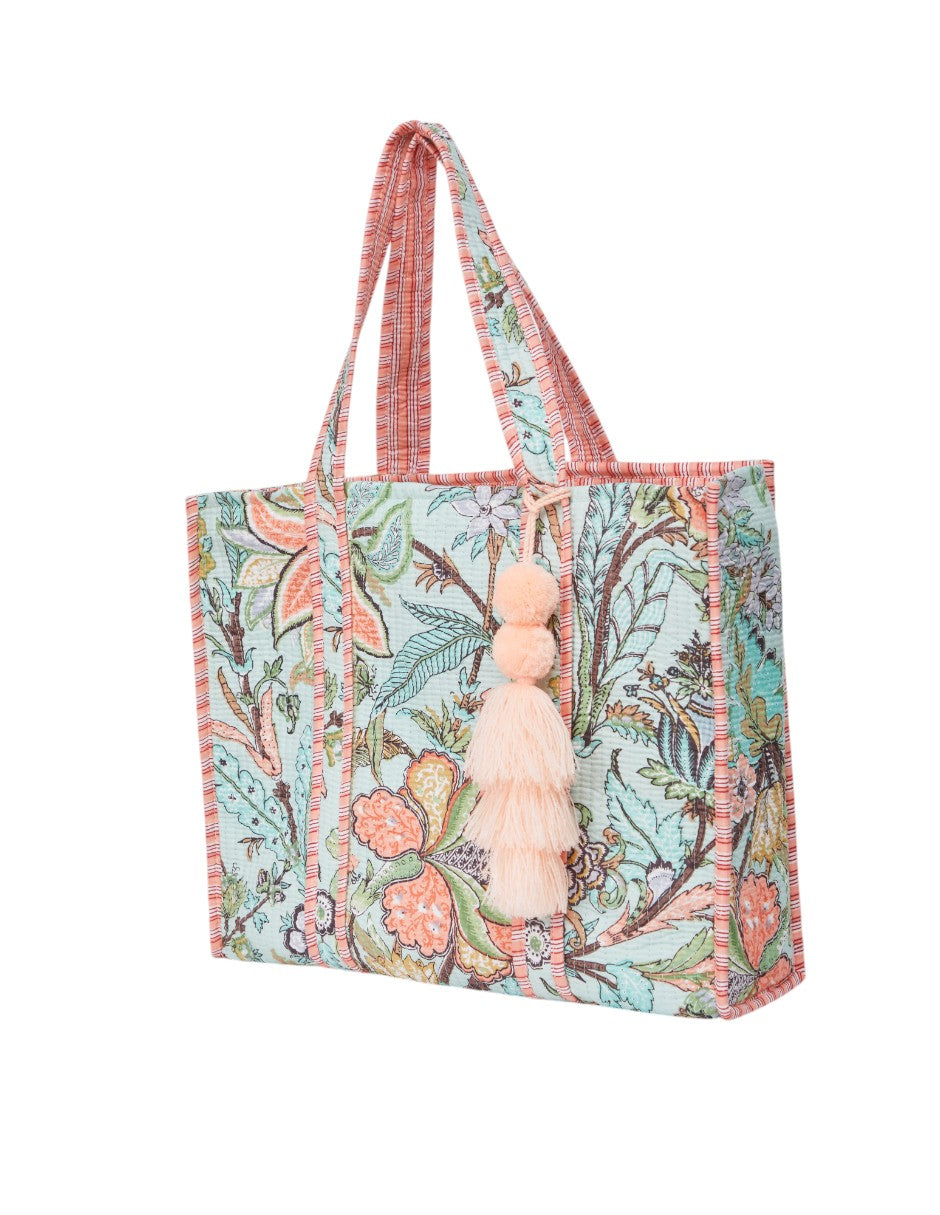 Bolsa Shopper Tela Algodón Estampado Menta dv2925