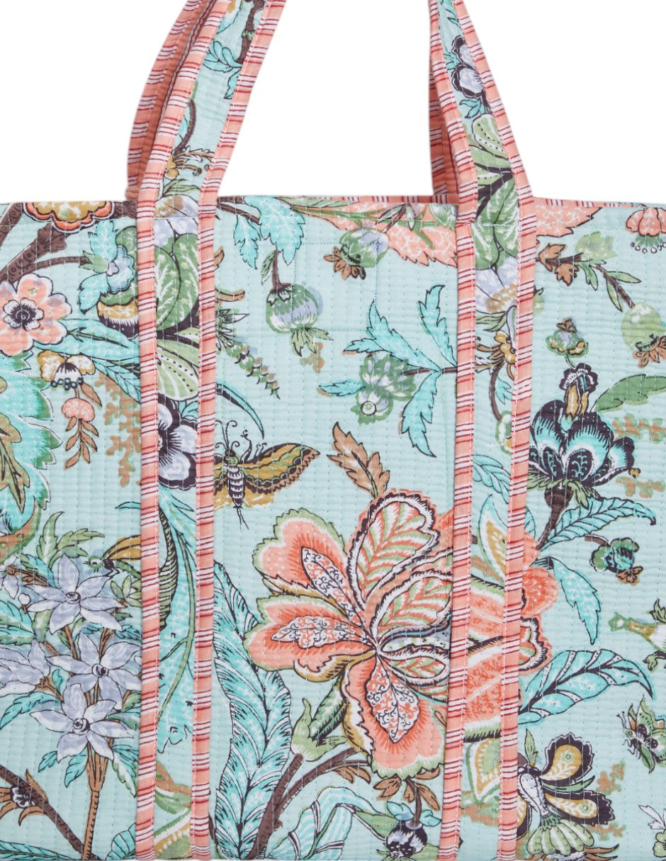 Bolsa Shopper Tela Algodón Estampado Menta dv2925