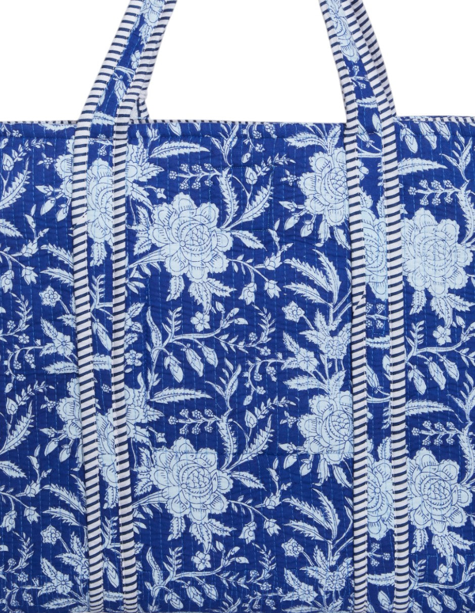 Bolsa Shopper Tela Algodón Estampado Azul Monocromático dv2925