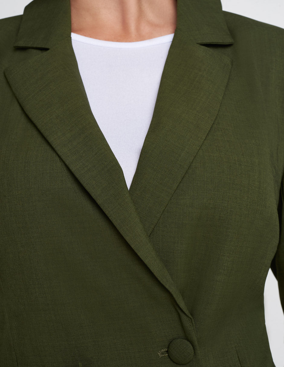 Saco color verde largo con forro de rayón