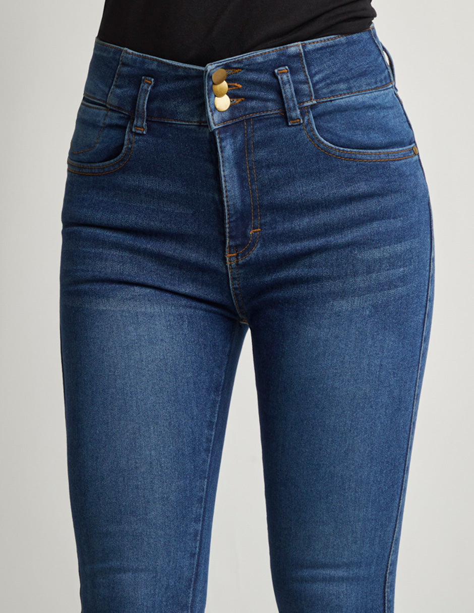 Jeans Skinny con Accesorio: Stretch, Azul, Push Up