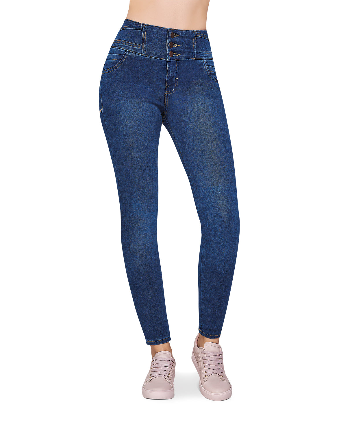 Jeans Tiro Alto Super Stretch Corte Colombiano