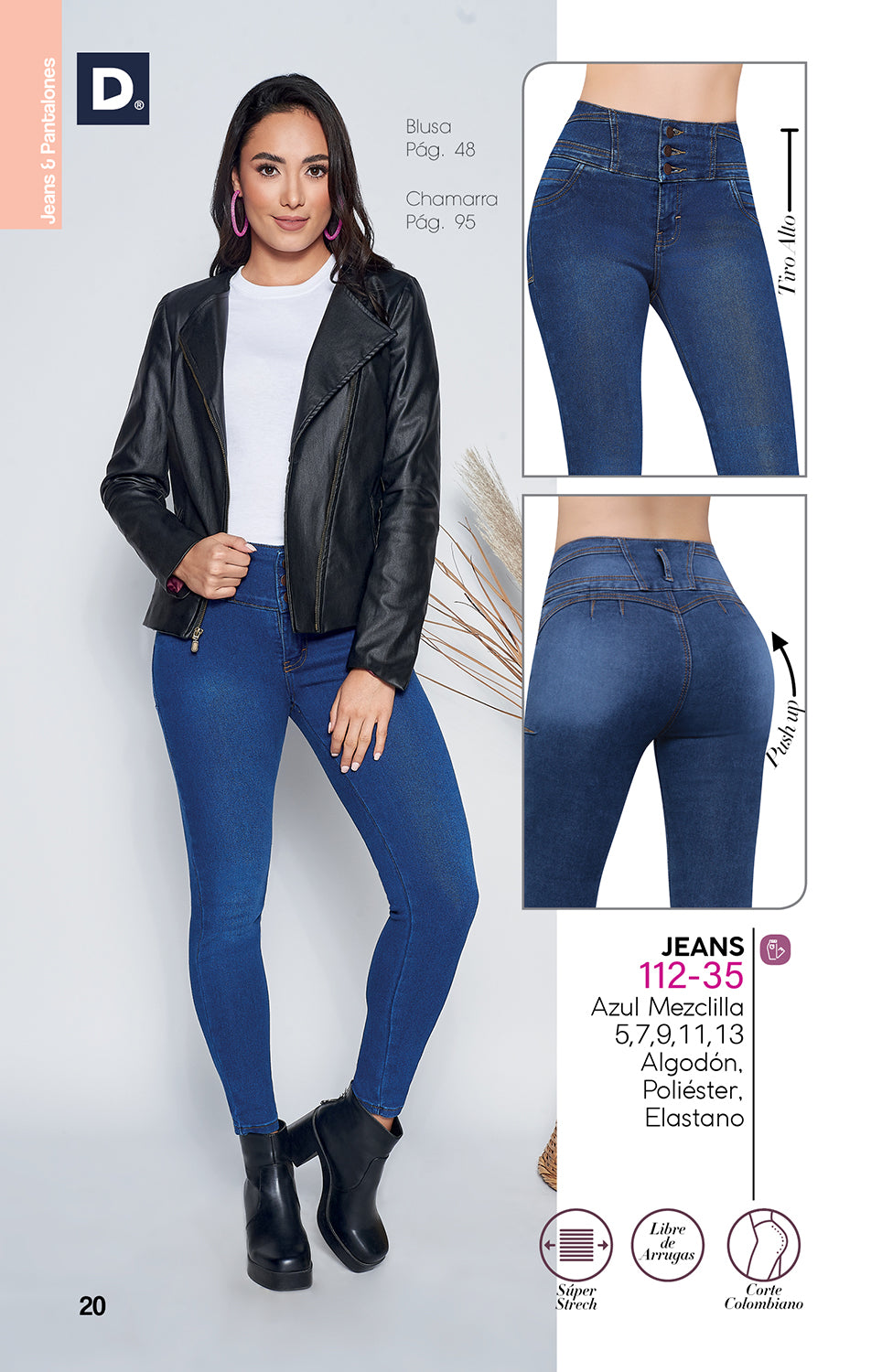 Jeans Tiro Alto Super Stretch Corte Colombiano