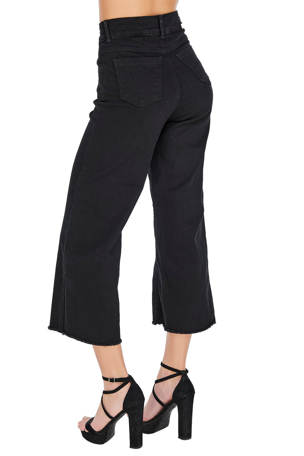 Jeans Negro Mezclilla Stretch Wide Leg - Estilo Tiro Alto