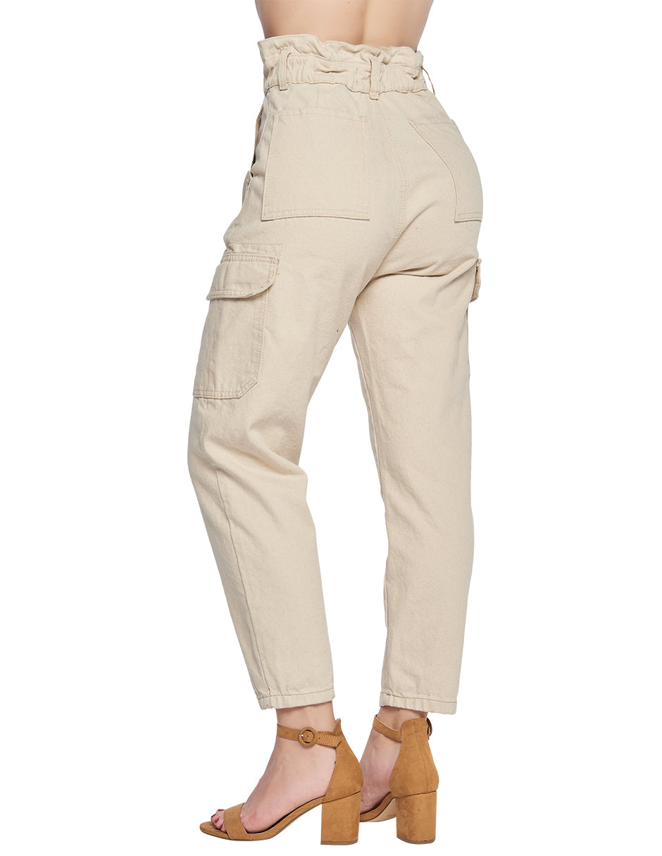 Jeans Beige Corte Mom Fit