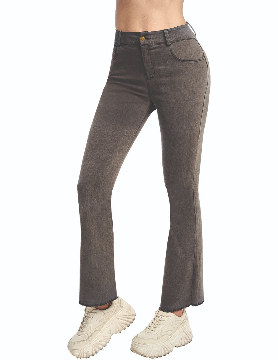 Jeans Gris Campana: Estilo a la Cintura Stretch