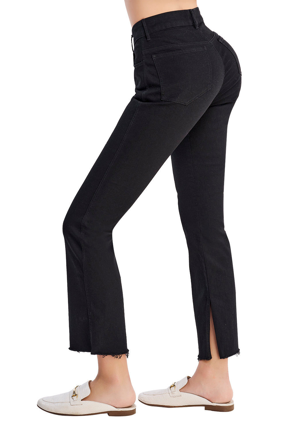 Jeans Negro Tiro Alto: Stretch y Corte Campana