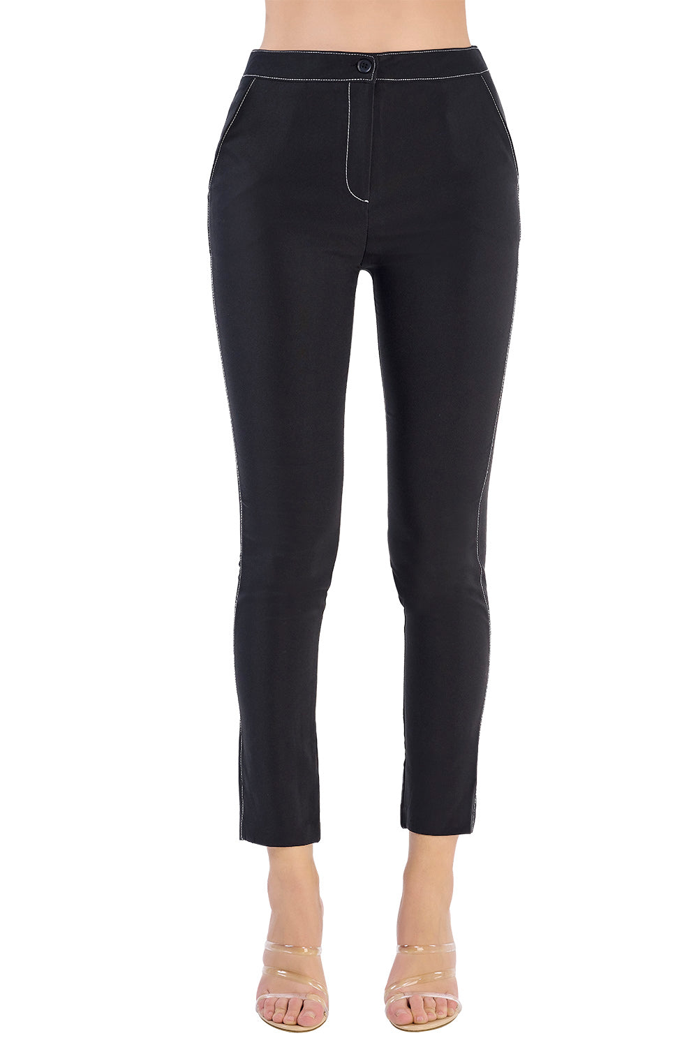 Pantalon Stretch Tiro Alto Negro