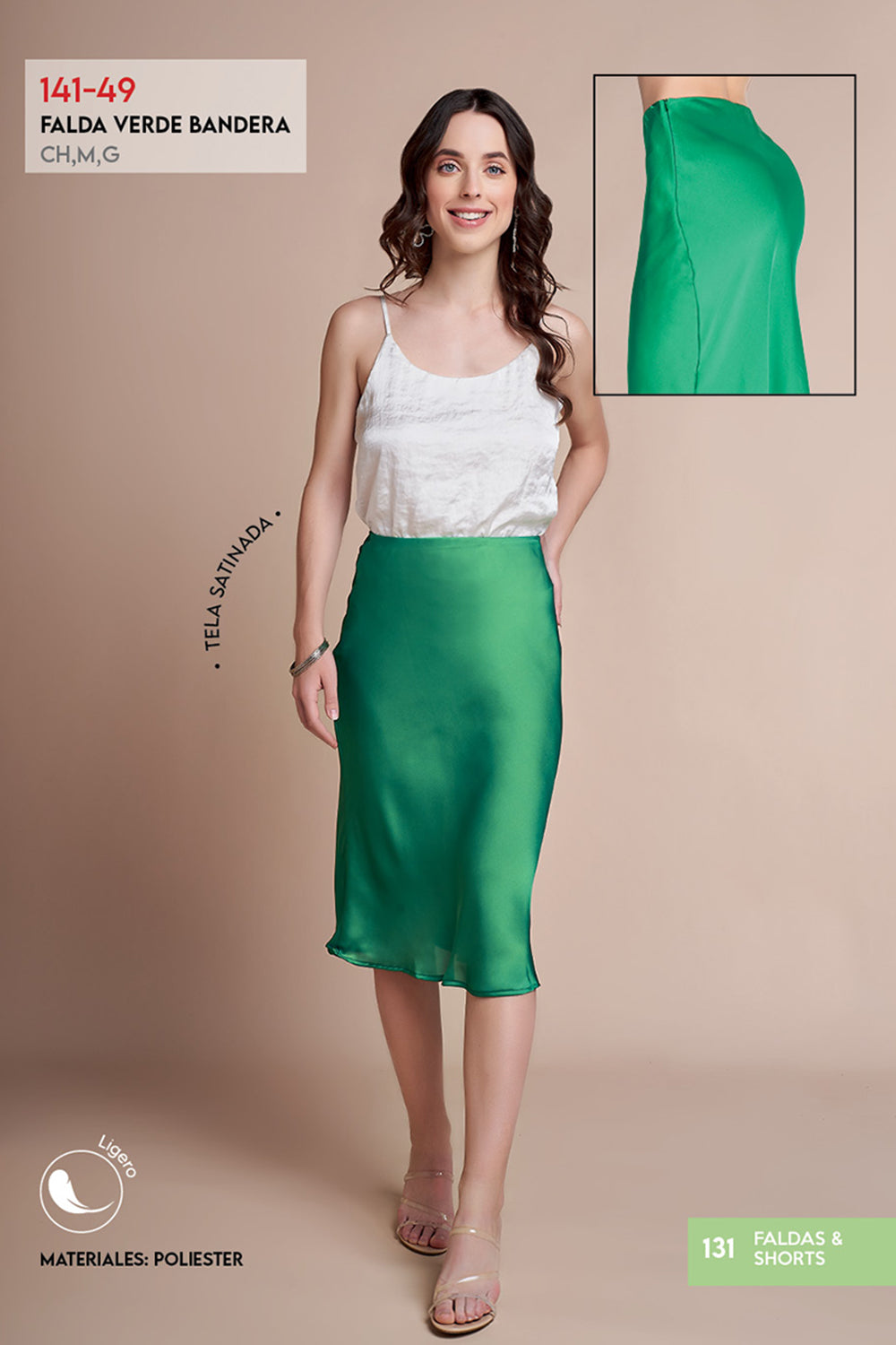 Falda Satin Verde Bandera