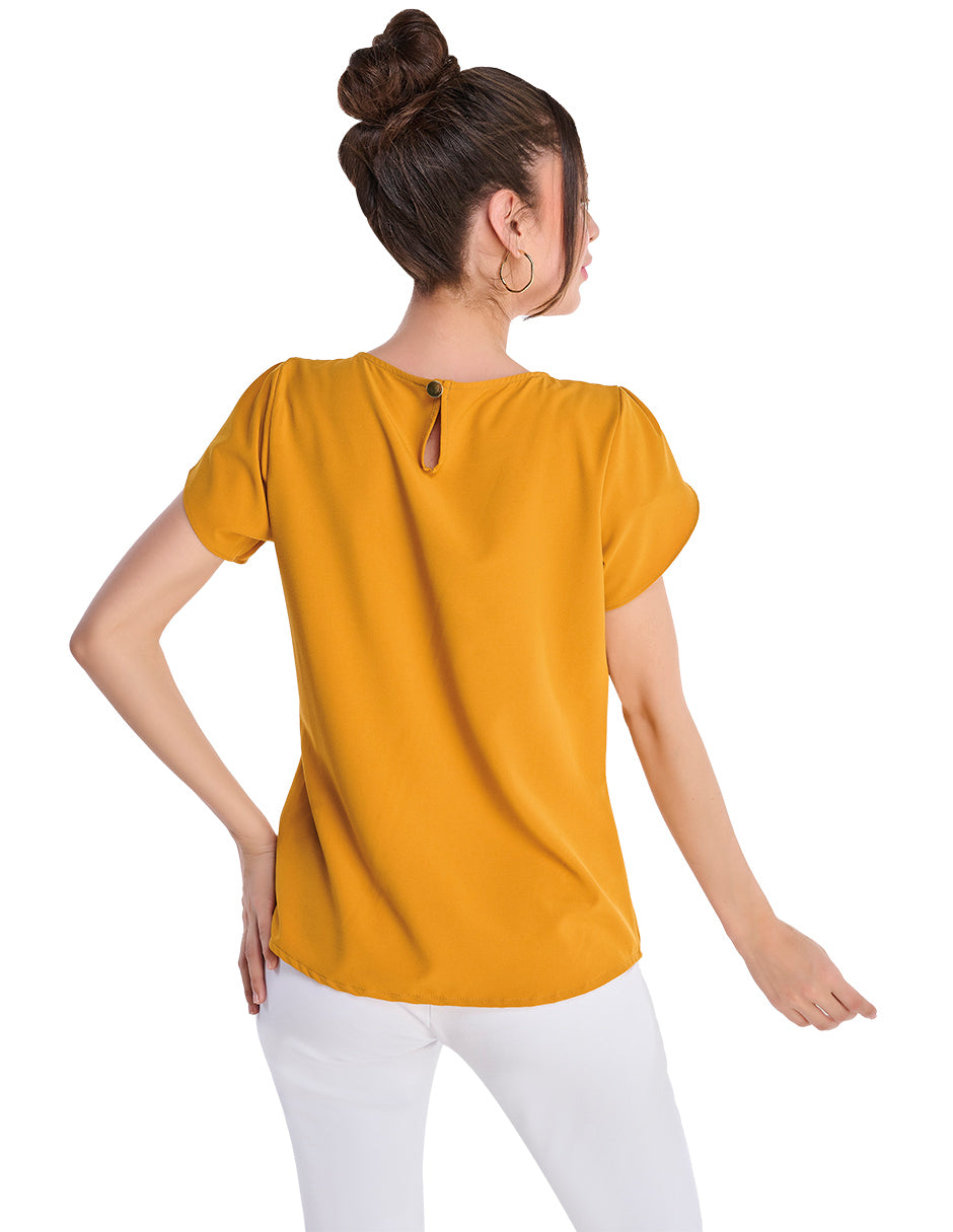 Blusa Mostaza Cuello Redondo