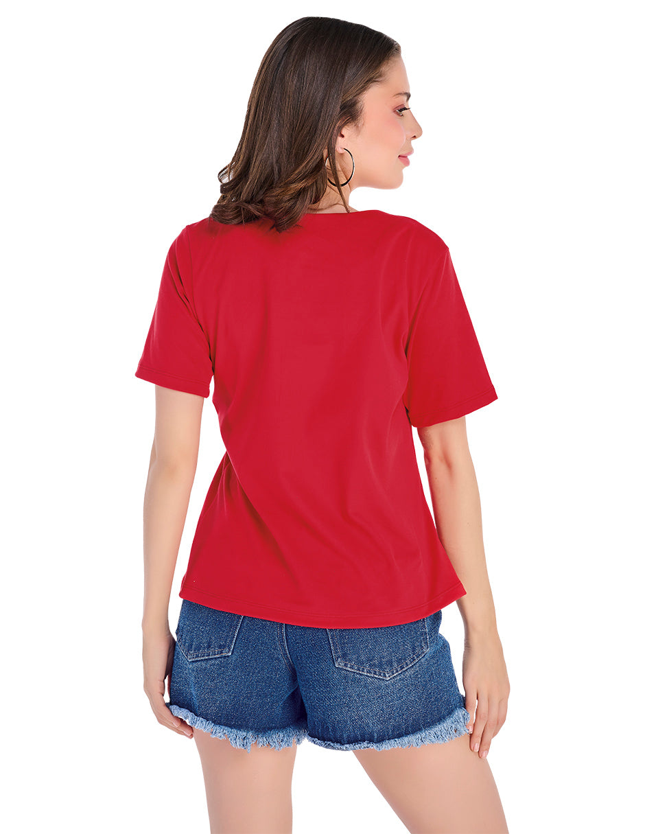 Blusa Roja Manga Corta