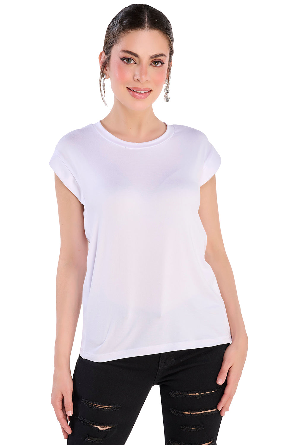 Blusa Basica Blanca Cuello Redondo