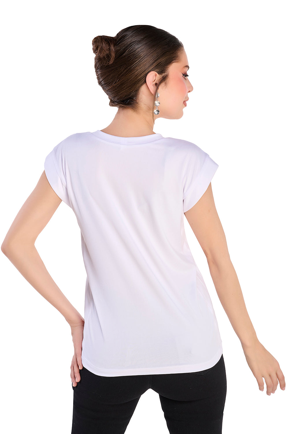 Blusa Basica Blanca Cuello Redondo