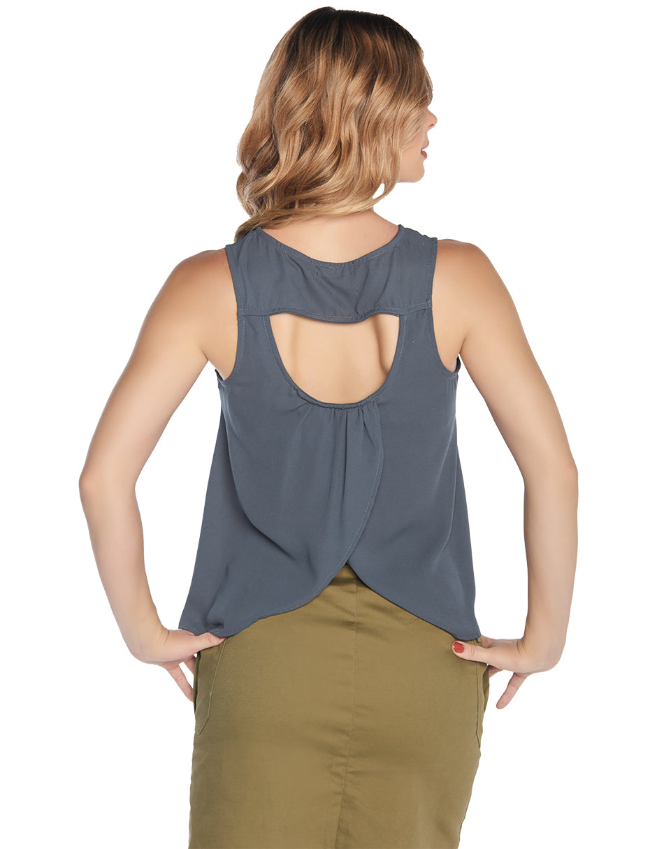 Blusa Gris Sin Mangas