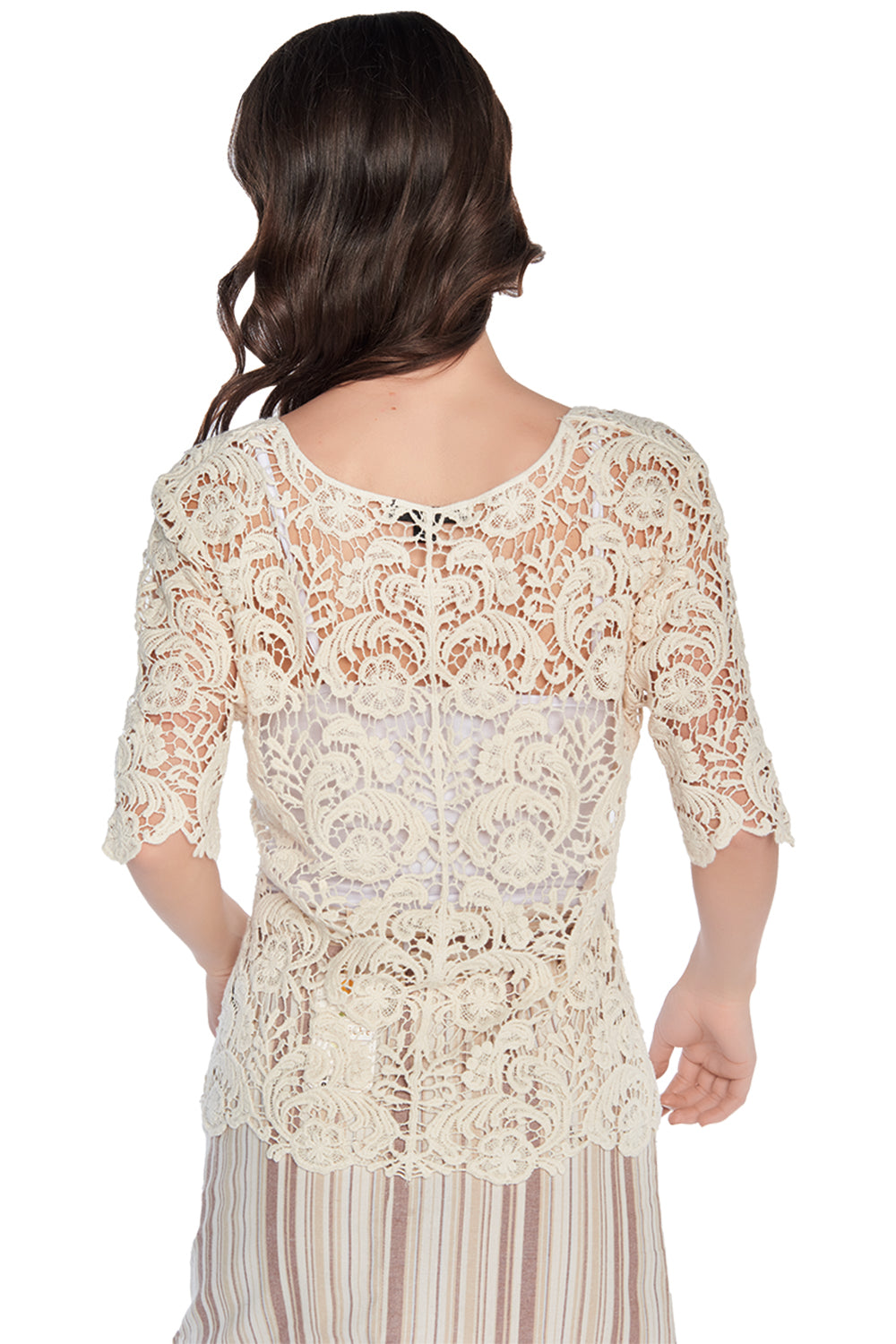 Blusa Beige Con Encaje