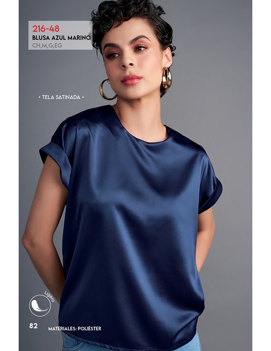 Blusa Azul Marino Satinada