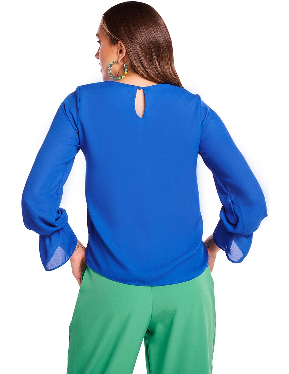 Blusa Azul Rey Manga Larga