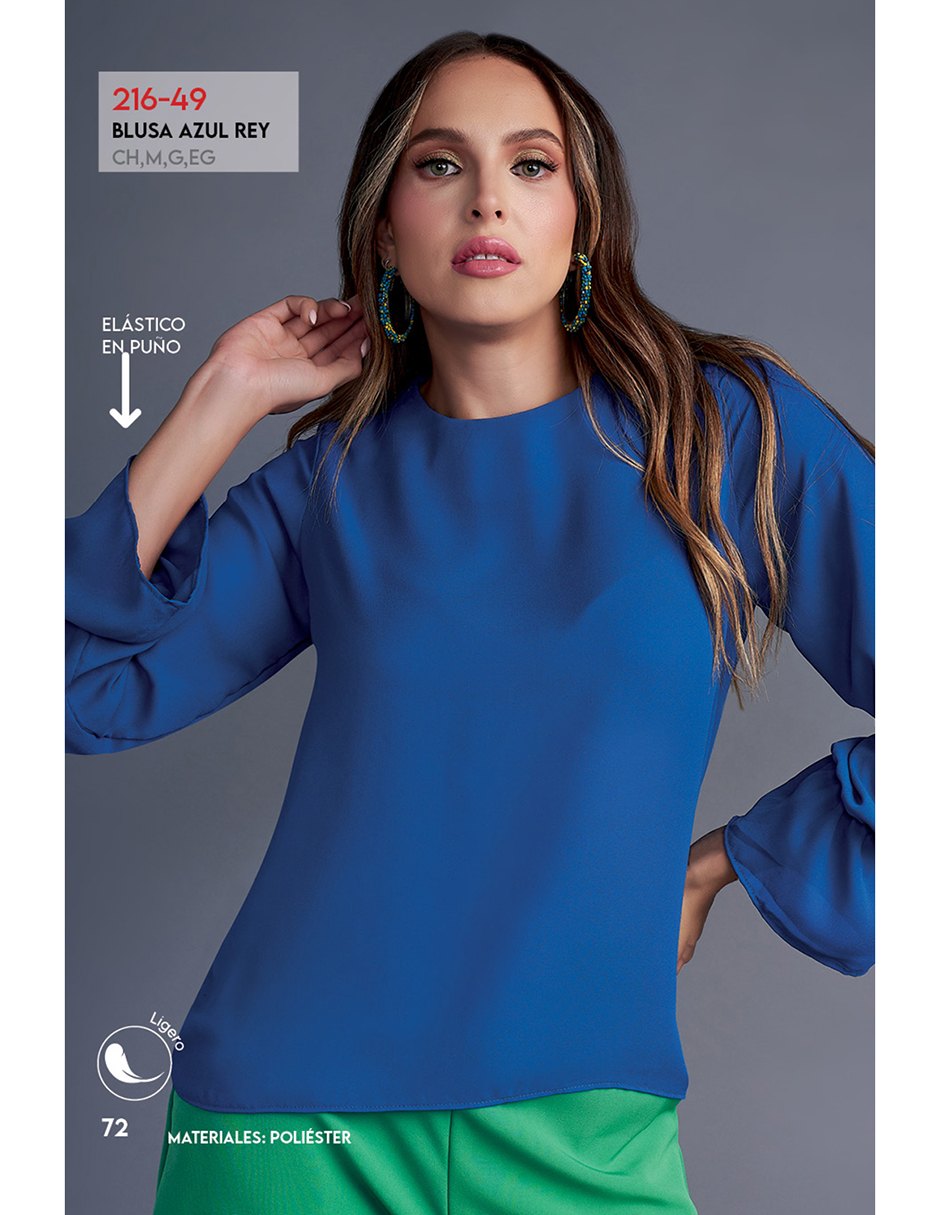 Blusa Azul Rey Manga Larga