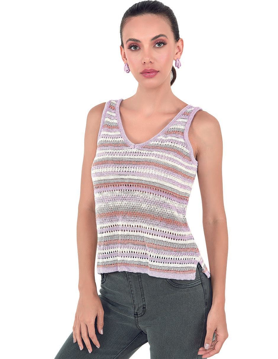 Blusa Multicolor Tejida con Tirante Grueso