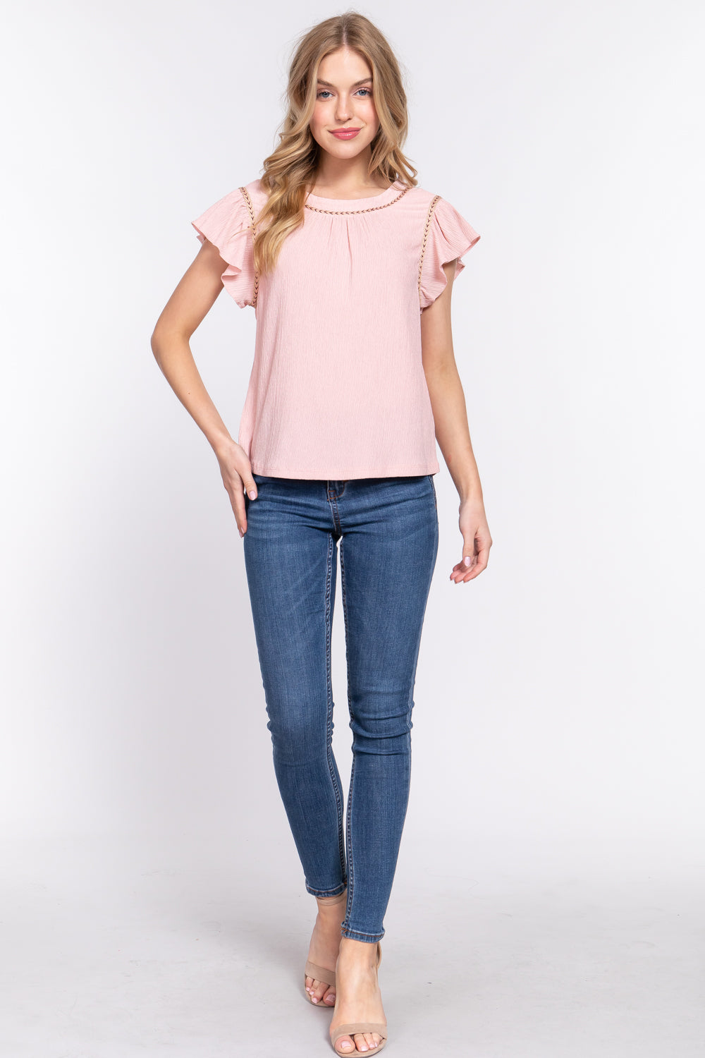 Blusa Rosa Olan en Manga