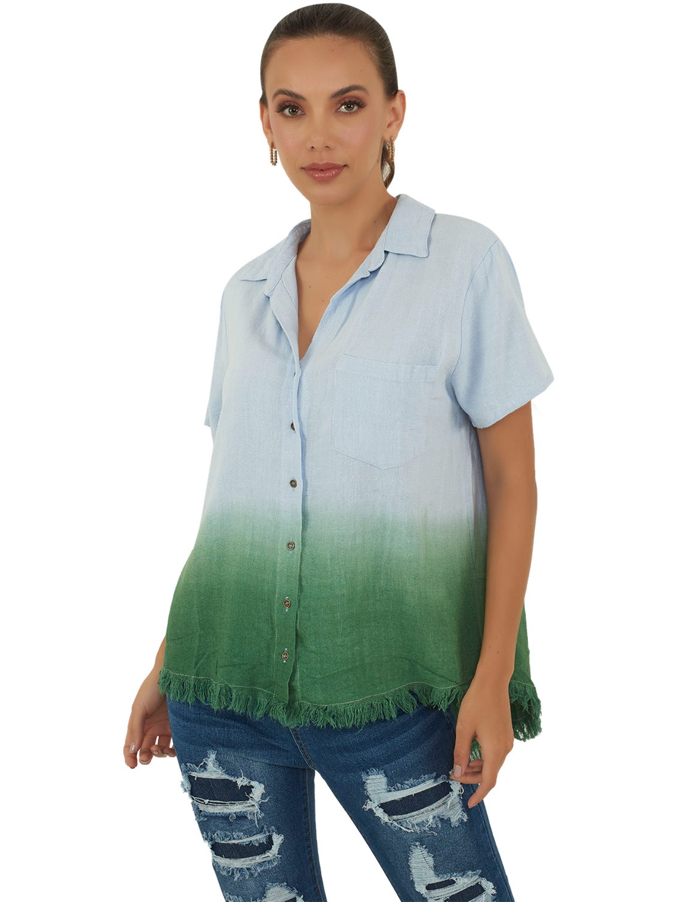 Camisa Azul Y Verde