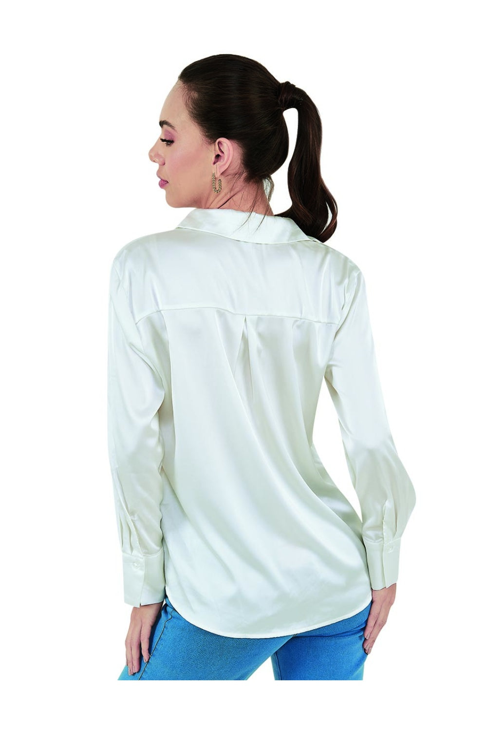 Camisa Devendi Casual Basica Satinada de Mujer