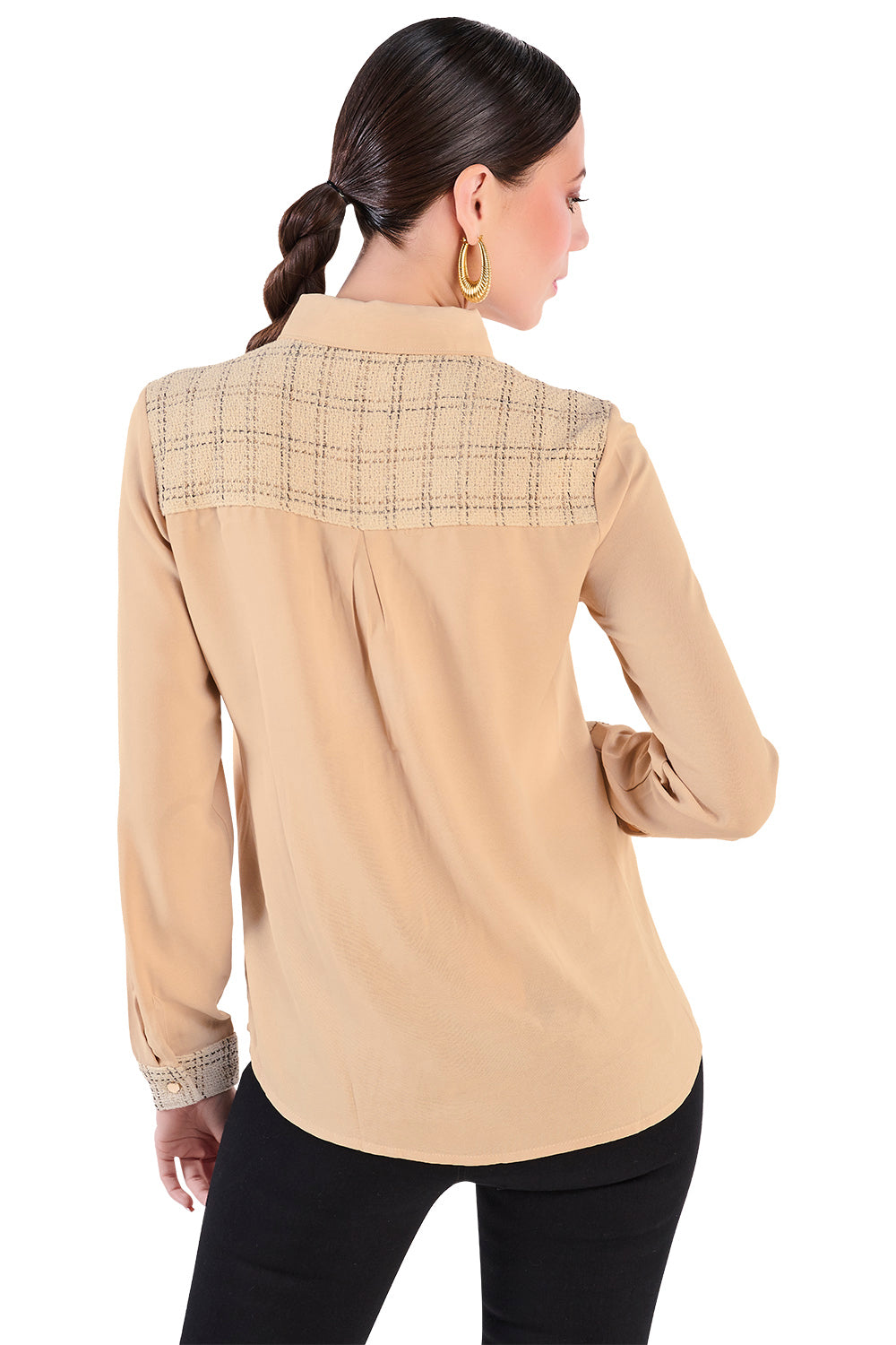 Camisa Beige Manga Larga