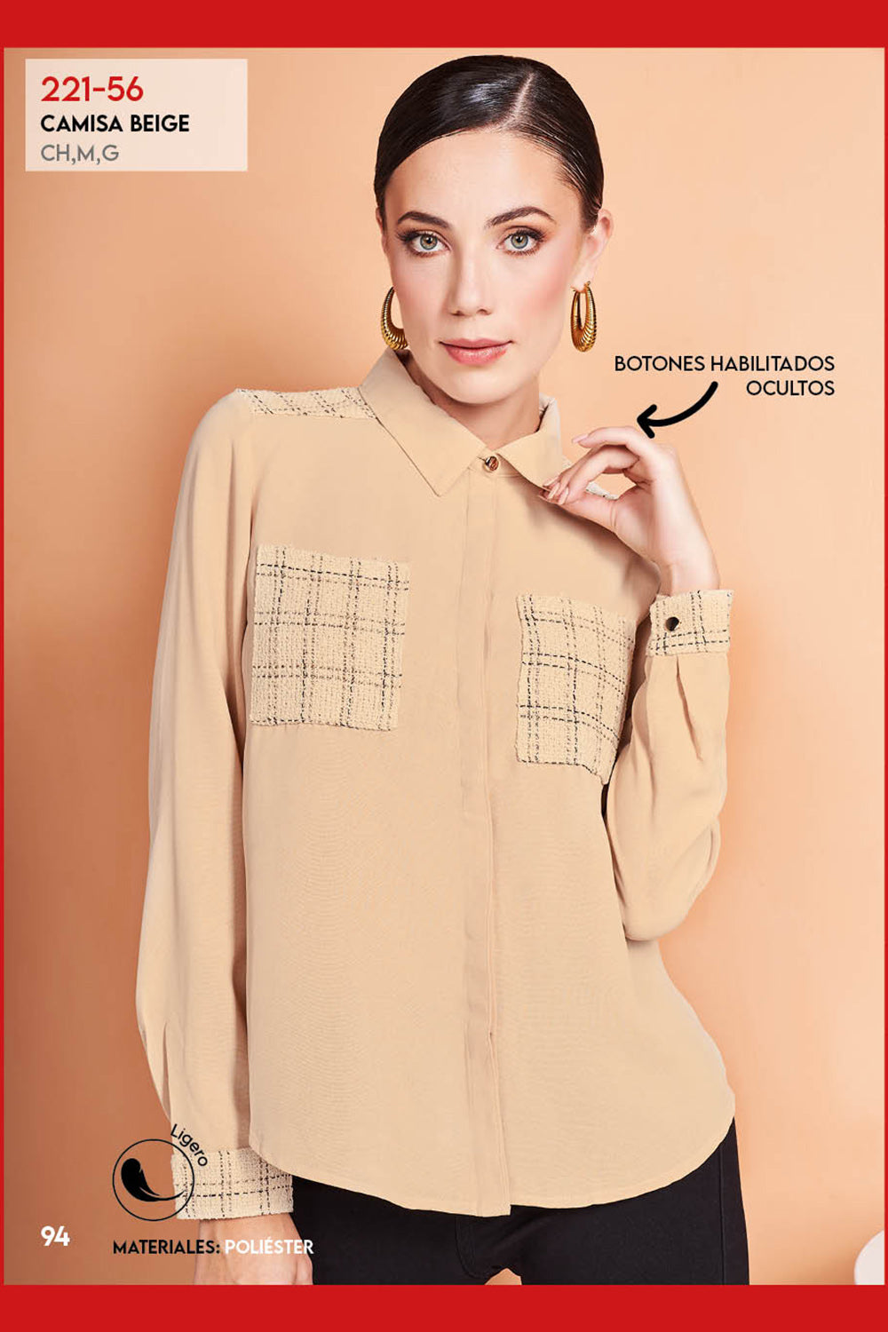 Camisa Beige Manga Larga