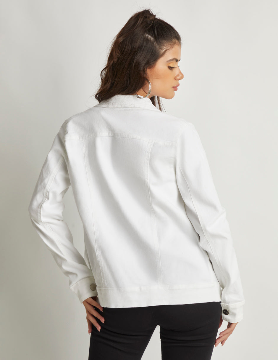 Chamarra Oversize de Mezclilla Premium Devendi en Blanco Stretch