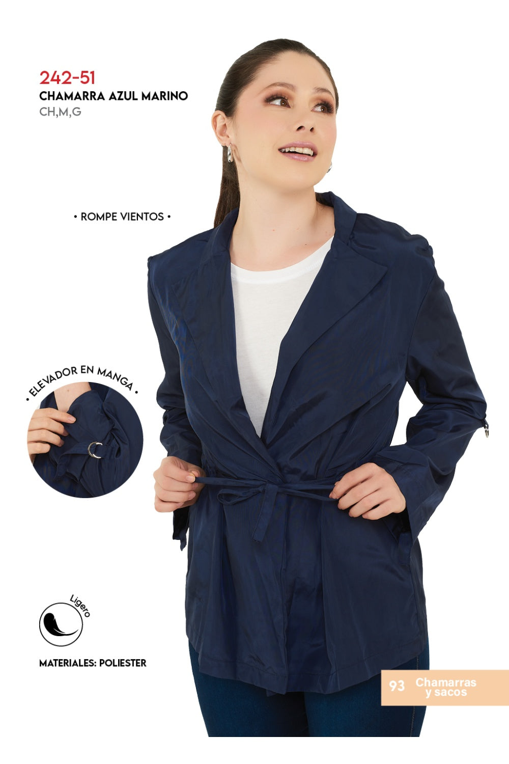 Impermeable Rompevientos Azul Devendi para Mujer