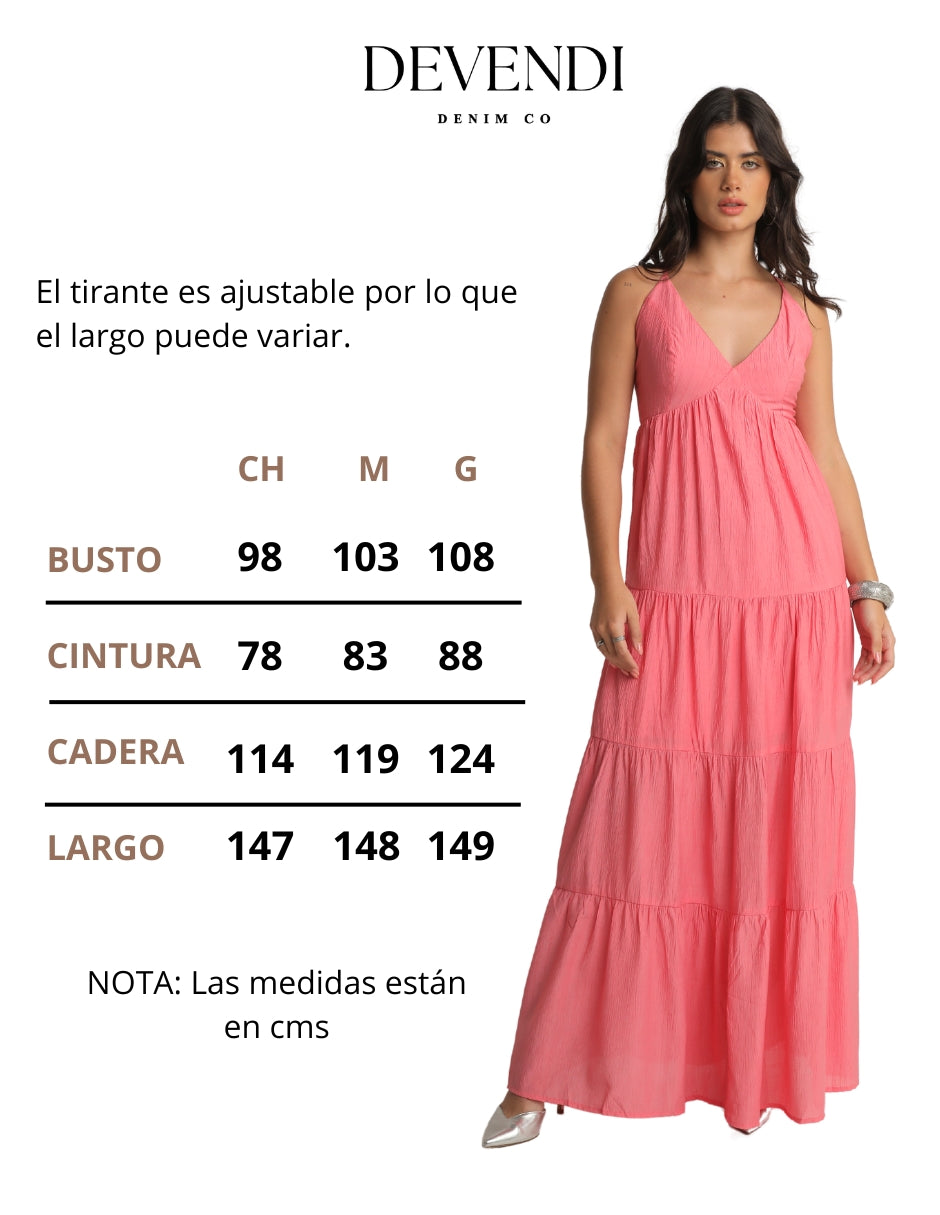 Vestido Largo Ligero con Vuelo, Tirantes Delgados Ajustables