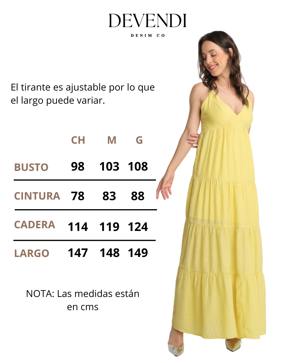 Vestido Largo Ligero con Vuelo, Tirantes Delgados Ajustables, Escote en V