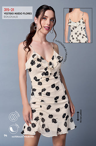 Vestido Corto Con Tirantes Estampado