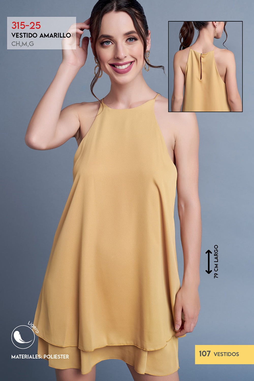 Vestido Amarillo Sin Mangas