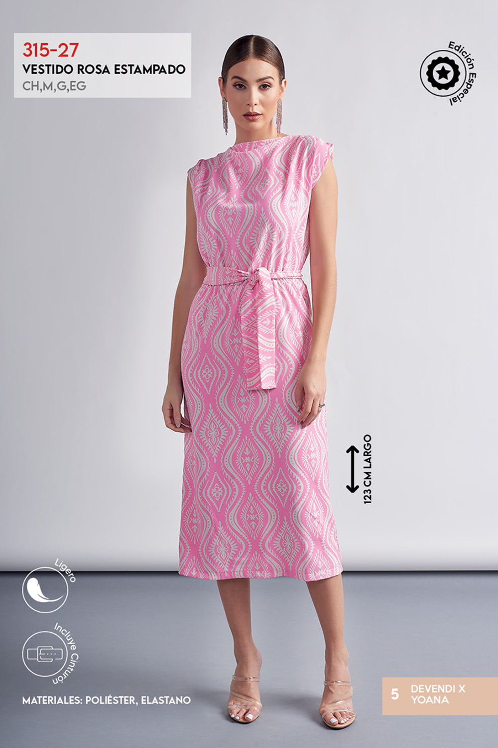 Vestido Midi Rosa Estampado