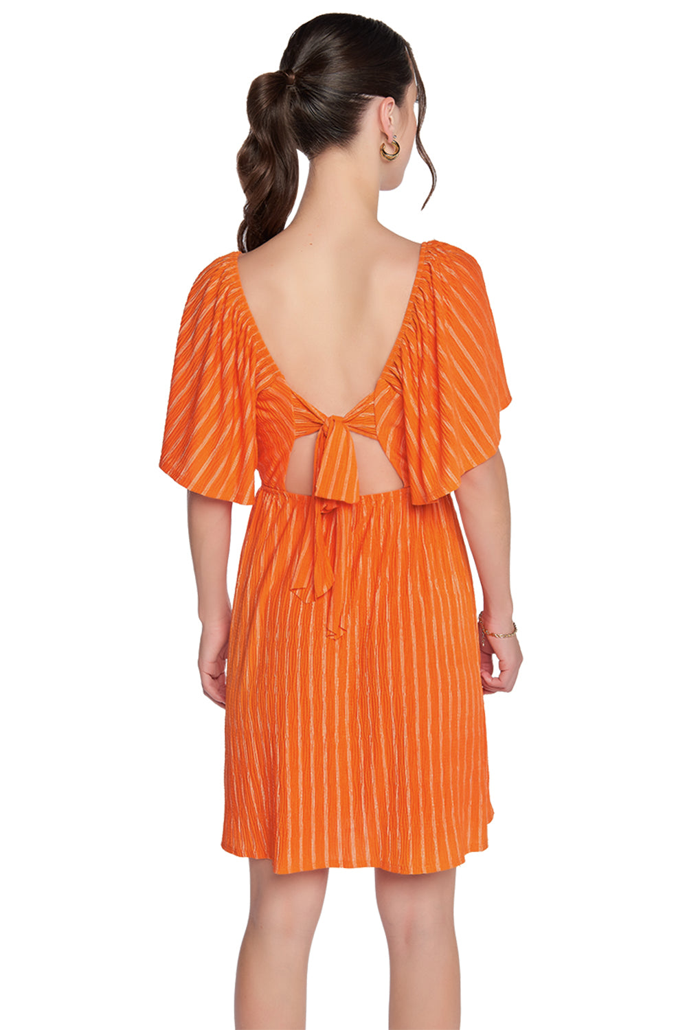 Vestido Naranja Escote Cuadrado