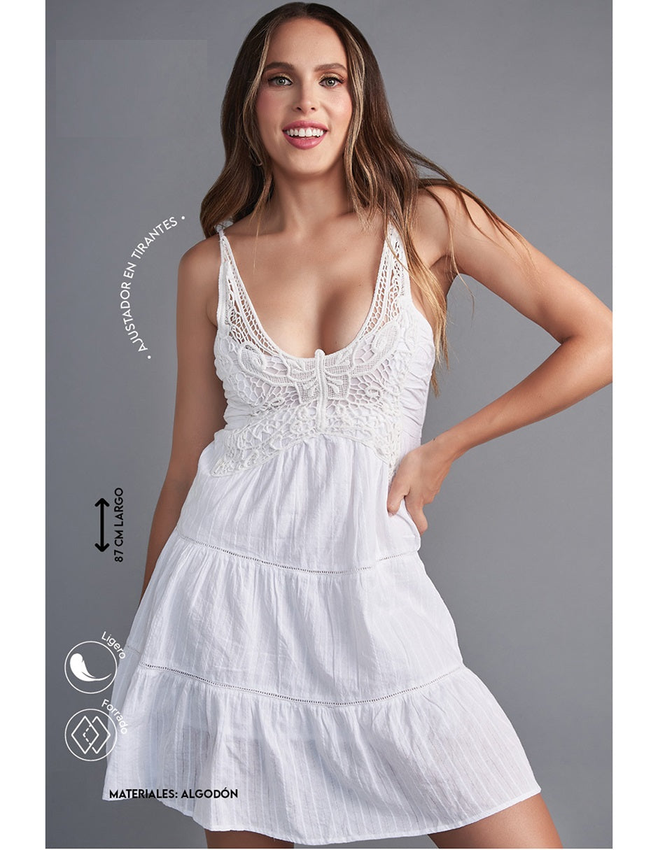 Vestido Blanco Con Tirantes