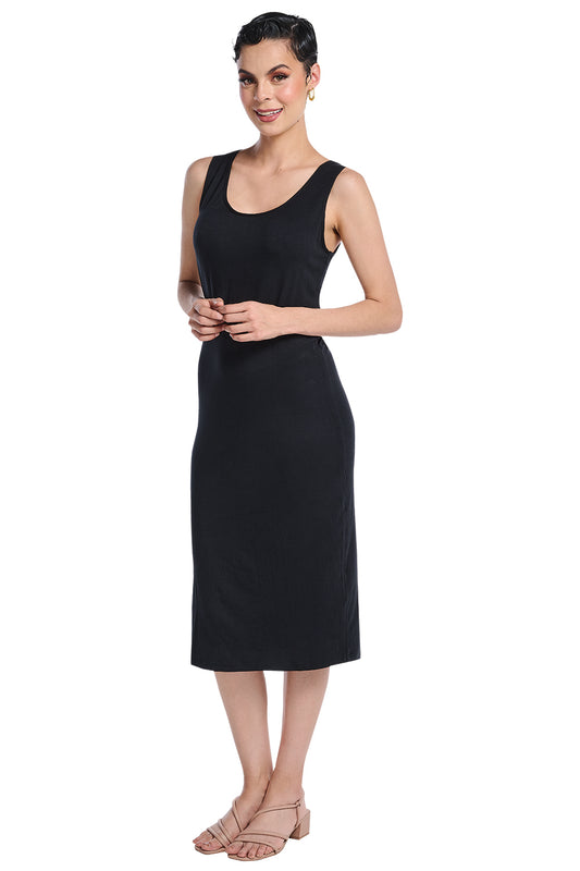 Vestido Negro Midi Escote Espalda