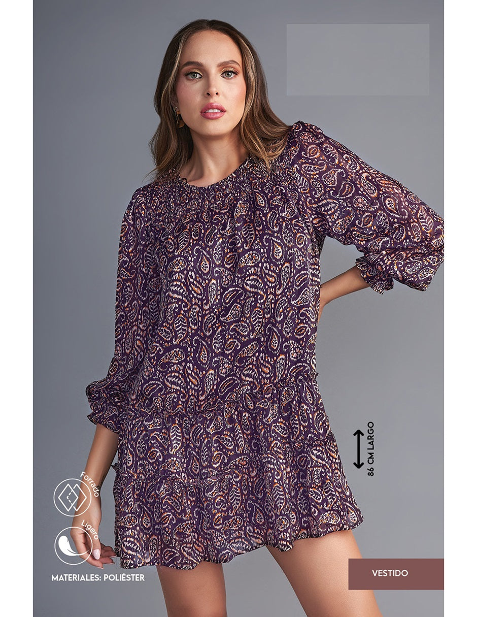 Vestido Morado Estampado