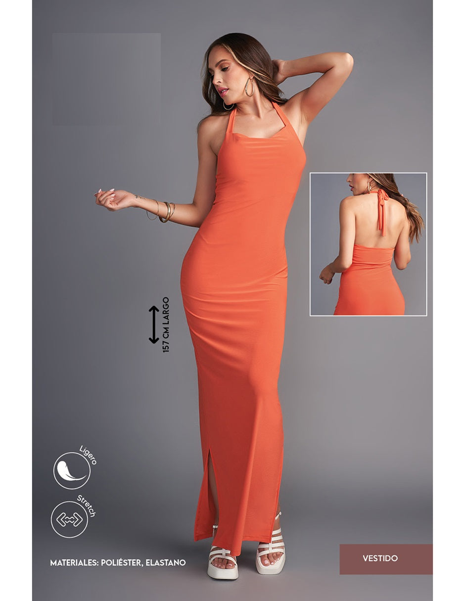 Vestido Naranja Largo